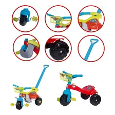 Triciclo Infantil Com Empurrador Tico Festa Azul Magic Toys Foto mini 3
