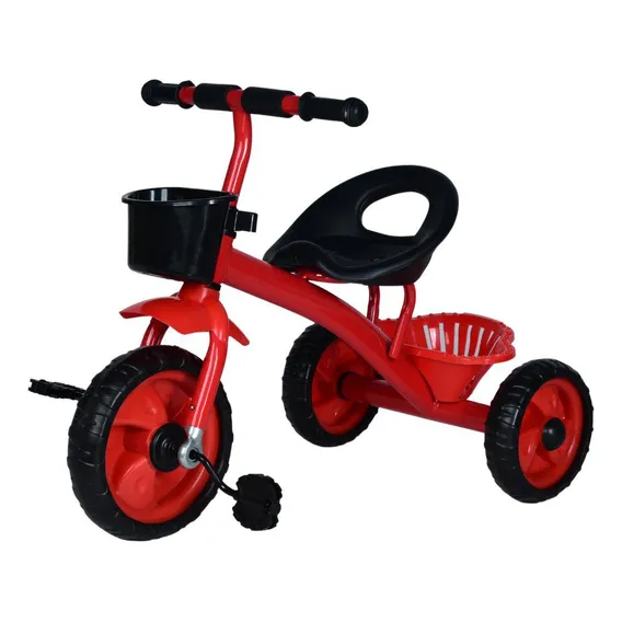 Triciclo Motoquinha Duas Cesta Vermelho Velocipede Infantil Foto 1