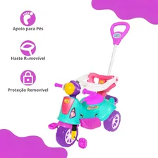 Triciclo Passeio Infantil com Empurrador Avespa Rosa Maral Foto mini 2