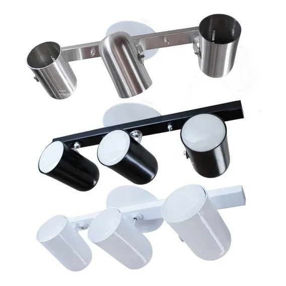 Trilho 3 Spots P/ Par20 40cm Branco Preto Escovado St957 Foto 1