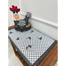 Trilho / Caminho De Mesa 60cm X 38cm - Galinha-xadrez Cor Preto Galinha Preta Xadrez Foto mini 2