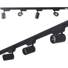 Trilho Eletrificado 1m + 4 Spot Led 7w 3000k Preto Foto  mini 1