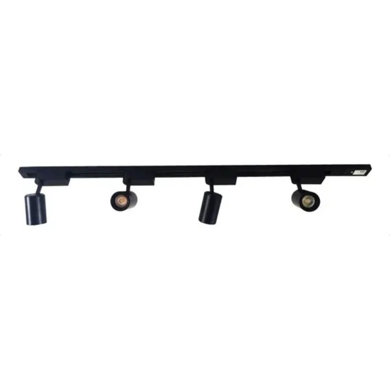 Trilho Eletrificado 1m + 4 Spot Led 7w 6000k Bivolt Preto Foto 1