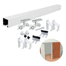 Trilho Para Porta Correr Branco Com Roldanas Evolution Foto mini 1