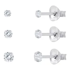 Trio Conjunto Brinco Pedras Zirconia 925 Tri80 Foto mini 1