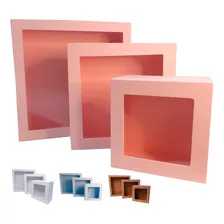Trio De Nicho Quadrado Kit P M G Pintado 3 Cores - Cor Rosa-claro Foto mini 1