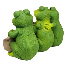 Trio De Sapo Bem Vindo Em Resina Decoração Jardim Foto mini 3