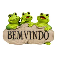 Trio De Sapo Bem Vindo Em Resina Decoração Jardim Foto mini 1