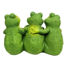 Trio De Sapo Bem Vindo Em Resina Decoração Jardim Foto mini 2
