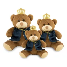Trio De Ursinhos Realeza Para Nichos 20cm, 25cm E 30cm Cor Marrom Com Azul Foto mini 1