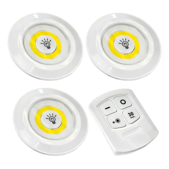 Trio Lâmpadas Led Luminária Spot Sem Fio + Controle Branco Foto 1