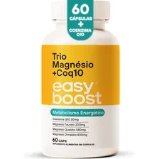 Trio Magnésio Easy Boost Dimalato Quelato Bisglicinato Taurato Coenzima Q10 60 Caps Sabor Neutro Foto  mini 1