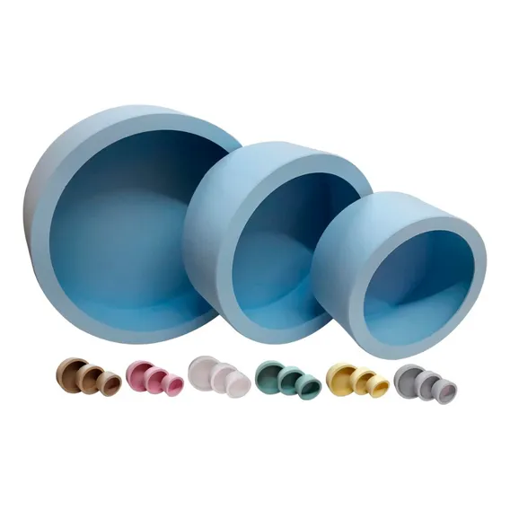 Trio Nicho Decorativo Infantil Redondo Mdf Decoração Parede Cor Azul Foto 1
