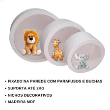 Trio Nicho Decorativo Infantil Redondo Mdf Decoração Parede Cor Branco Foto mini  3