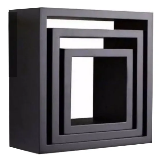 Trio Nichos Preto Tx Mdf Decorativo Infantil 30x25x20 Foto 1