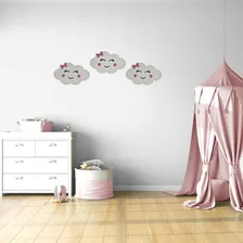 Trio Nuvem Com Led Para Quarto Bebê Em Mdf Luminária Parede Foto mini  2
