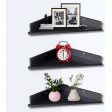 Trio Prateleiras Canto Mdf Kit Com 3 Prataleiras Cantoneira Cor Preto Foto mini 2