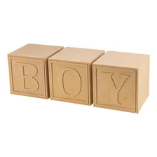 Trio Quadrados Decorativos De Festa Cubos Boy Chá Revelação Foto mini 1