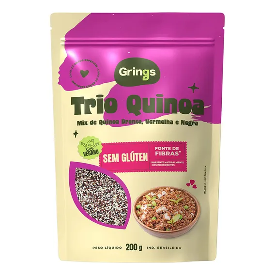 Trio Quinoa Branca Vermelha Preta Grãos 200g Grings Foto 1