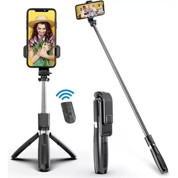 Tripé bastão pau selfie celular controle via bluetooth Foto 1