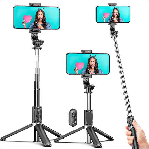 TripĂ© celular Suporte para celular BastĂŁo de selfie extensĂvel Arcashopping TripĂ© profissional TripĂ© de selfie Suporte de tripĂ© para telefone celular portátil TripĂ© de selfie 3 em 1 Foto 1