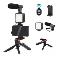 Tripé Estabilizador Vídeo Celular Suporte Luz Led Youtubers Cor Preto Foto mini  2