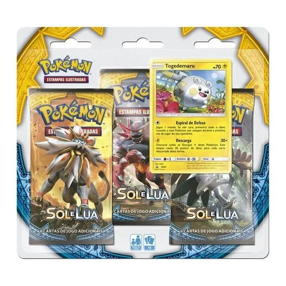 Triple Pack Carta Pokemon Sol Lua Togedemaru Eclipse Cosmico Foto 1