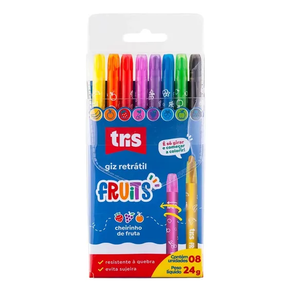 Tris giz retrátil fruits 8 cores e cheiros sortidos Foto 1