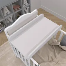 Trocador De Fraldas Almofadado Para Berço Corino Branco Liso Foto mini 3