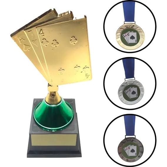 Troféu + Medalhas Para Torneio / Campeonato De Truco Foto 1