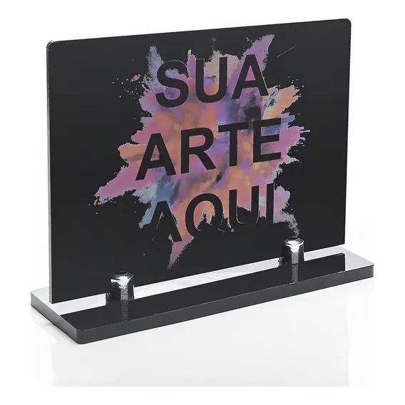 Troféu Placa Homenagem Em Acrílico Personalizado 20x10cm Cor Preto Foto 1