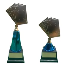 Troféus P/ Carteado Baralho Torneio Campeonato Cor Azul 2 Pç Foto  mini 1