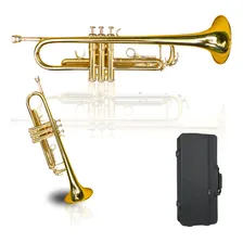 Trompete Si Bemol Sib Top Laqueado Dourado + Case Luxo Foto mini 1