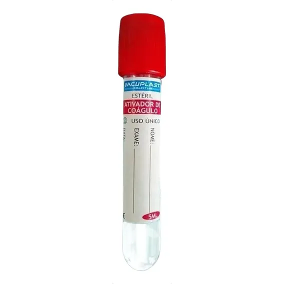 Tubo Coleta Ativador Coagulo 5ml Tampa Vermelha - 100un Foto 1