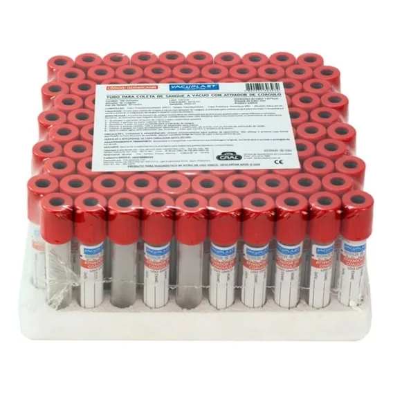 Tubo Coleta De Sangue Com Ativador De Coágulo 4ml - Rack/100 Foto 1