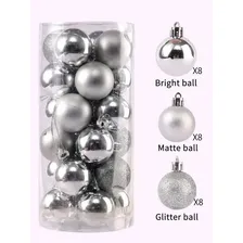 Tubo Com 24 Bolas Natal Prata - Decoração Natalina Foto mini 2