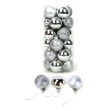 Tubo Com 24 Bolas Natal Prata - Decoração Natalina Foto mini 1