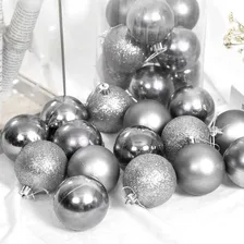Tubo Com 24 Bolas Natal Prata - Decoração Natalina Foto mini 3