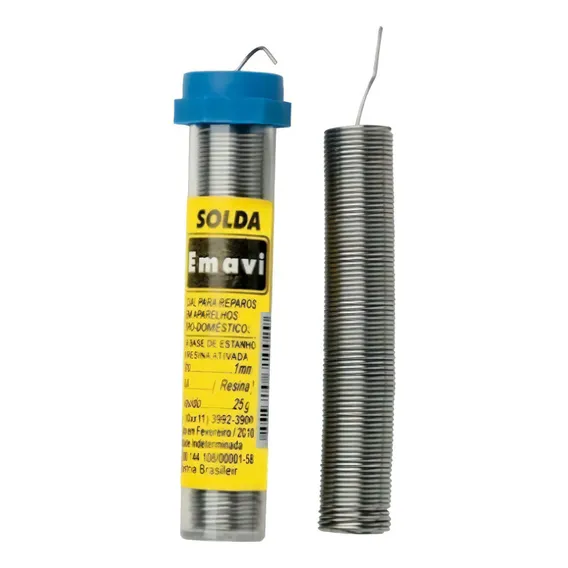 Tubo estanho para solda azul 1mm Emavi - 25 gramas Foto 1