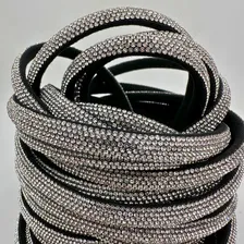 Tubo Meia Cana C/ Strass 8mm - 5 Metros Cor Prata E Preto Foto mini  3
