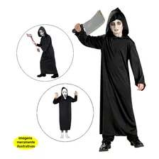 Tunica Preta Com Capuz Infantil Fantasia Halloween Cosplay Foto mini 1