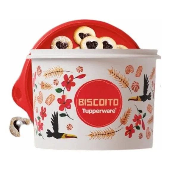 Tupperware Biscoito Caixa Mantimento Floral 2,4litros Foto 1