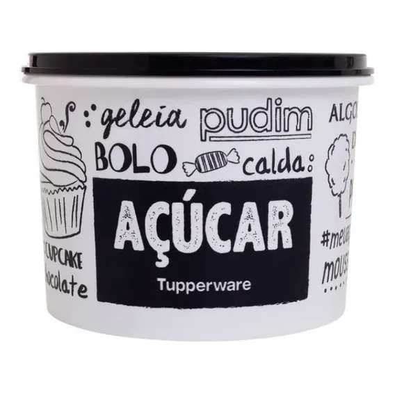 Tupperware Mantimento Tupper Caixa Açúcar 1,4 Kg (1,7l) Cor Preto E Branco Foto 1