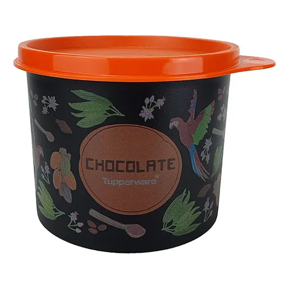 Tupperware Pote Redondinha Chocolate 390g Floral Foto 1