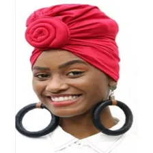 Turbante Feminino Afro Flor 2 Em 1 Já Cor Vermelho Foto mini 4