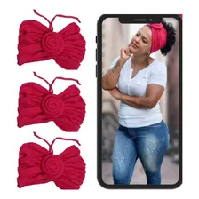 Turbante Feminino Afro Flor 2 Em 1 Já Cor Vermelho Foto mini  3