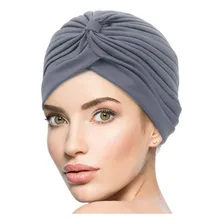 Turbante Feminino Indiano Cores De Atacado Cor Verde Desenho Do Tecido Liso Foto mini 4