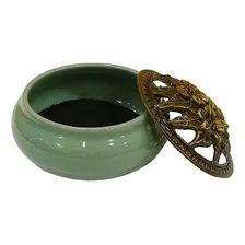 TurÃbulo Incensário De Mesa Em Cerâmica Verde Claro 10cm Foto mini 2