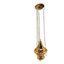 Turíbulo Incensário Defumador Dourado Metal Brilhante 30 Cm Foto mini  3