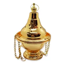 Turíbulo Incensário Defumador Dourado Metal Brilhante 30 Cm Foto mini  2